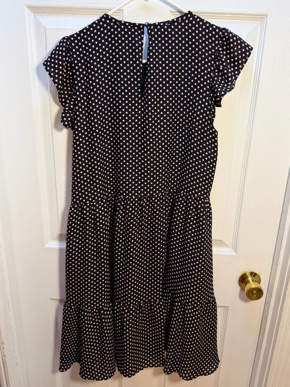 Ann Taylor Black Midi Dress with light pink Polka Dots - Picture 4 of 4